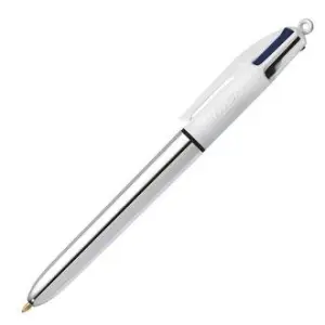 Bic Bolígrafo 4 Colores Shine Silver Cuerpo Blanco/Plateado Caja 12 Unidades