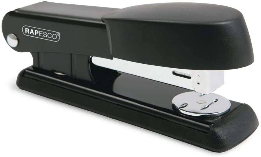 Rapesco Bowfin Grapadora Metalica De Sobremesa - Hasta 25 Hojas - Grapas 26/6, 24/6 - Grapado Cerrado Y Abierto - Color Negro