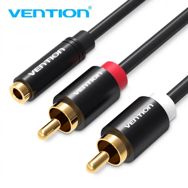 Vention Cable Estéreo Jack 3.5mm Hembra a 2x RCA Macho - 1m - Negro