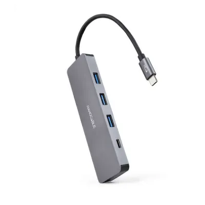 Nanocable Hub USB-C a 3xUSB 3.0 y 1xUSB-C - 10cm - Color Aluminio