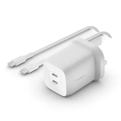 Cargador Usb-C Belkin 65W Wch013Vf2Mwh-B6 2Xusb-C Gan Boost Charge 65W + Cable 2M65W (45W+20W) 