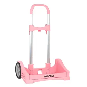 Safta Carro Portamochilas Universal con Ruedas Antivibración 14cm - Rosa 40x85x28cm