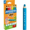 Bic Kids Pack de 6 Lápices de Colores Triangulares con Sacapuntas - Minas Borrables