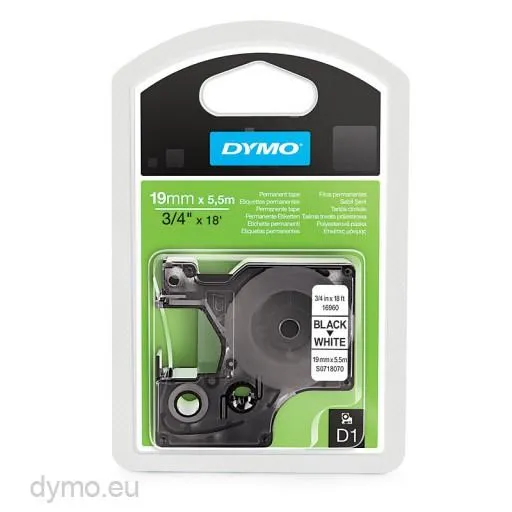 Dymo Cinta De Transferencia Térmica D1 - Negro Sobre Blanco - 19Mmx5,5M - Poliester - Rotuladora Labelmanager