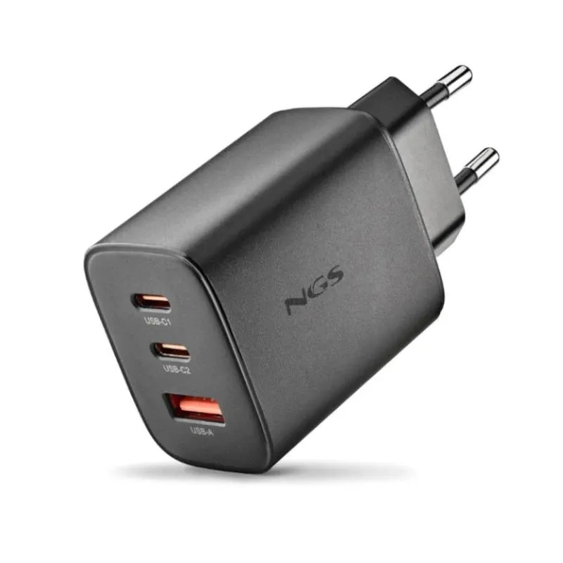 NGS Cargador USB GAN Era 65W 2xUSB-C PD 1xUSB-A Negro