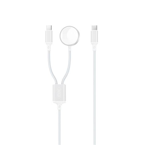 Xo Cable Usb 2 En 1 - 60W - Tipo C + Carga Magnetica Apple Watch - 1 Metro - Color Blanco