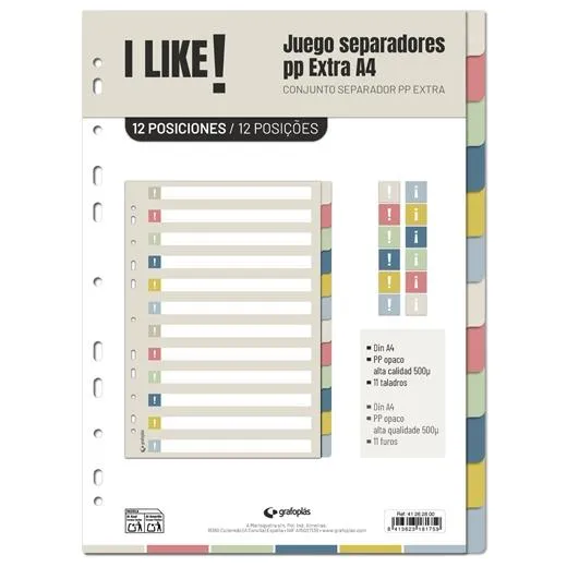 Grafoplás Separadores 12 Posiciones A4 11 Taladros Pp I Like 3