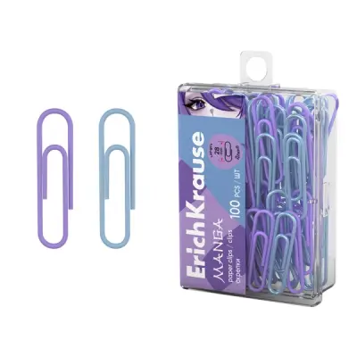 ErichKrause Pack de 100 Clips Recubiertos 28mm en Colores Surtidos con Caja de Plástico