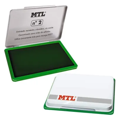 Mtl Tampón Metálico Para Sellado Nº2 122X84X14mm Con Almohadilla Entintada Verde