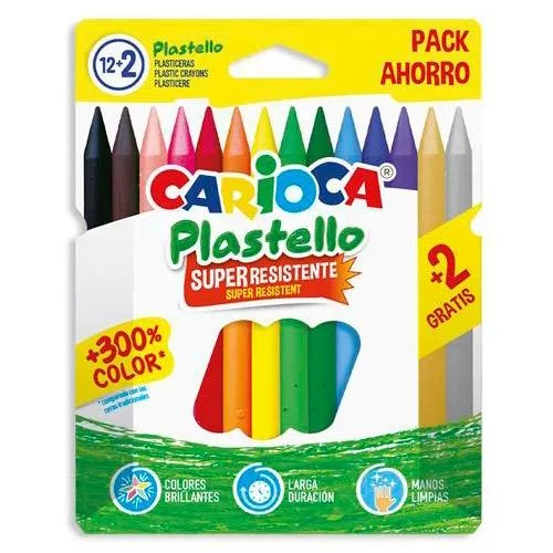 Carioca Plasticeras Resistentes Plastello Colores Surtidos Estuche 12+2 Ud