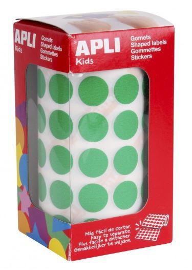 Apli Gomets Redondos 15Mm Rollo Verde -Rollo 2832 Unidades-