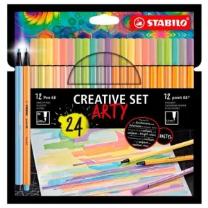 Stabilo Creative Set Arty 12 Point 88 + 12 Pen 68 Colores Surtidos Estuche 24 Ud