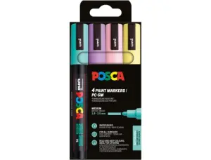 Posca PC3M Pack de 4 Marcadores de Pintura Punta Cónica 0.9-1.3mm Colores Pastel