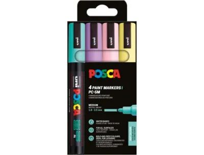 Posca PC3M Pack de 4 Marcadores de Pintura Punta Cónica 0.9-1.3mm Colores Pastel
