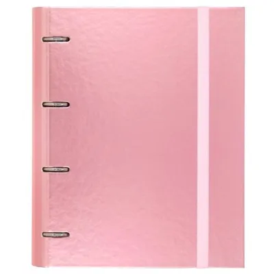 Carchivo Carpeta Anillas 4X35Mm Carpeblock Metal C/Recambio 100H A4 90Gr 1 Banda Color Cartón Plastificado Rosa