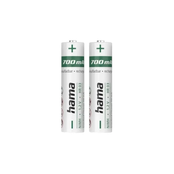 Hama Pack De 2 Pilas Recargables AAA NiMH 1.2V 700mAh Color Blanco