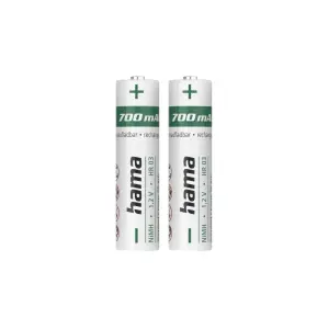 Hama Pack De 2 Pilas Recargables AAA NiMH 1.2V 700mAh Color Blanco