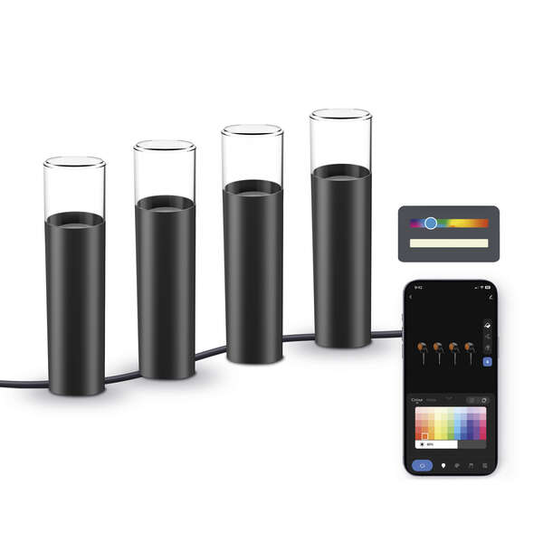Ksix Pack 4 Smartled Outdoor Luces De Exterior Rgbwic - Ip65 - Control Por App - Instalacion Facil