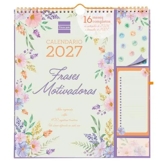 Finocam Calendario De Pared Plus-215X325Mm 16 Meses Mv Neutro Frases Motivadoras 2026-2027