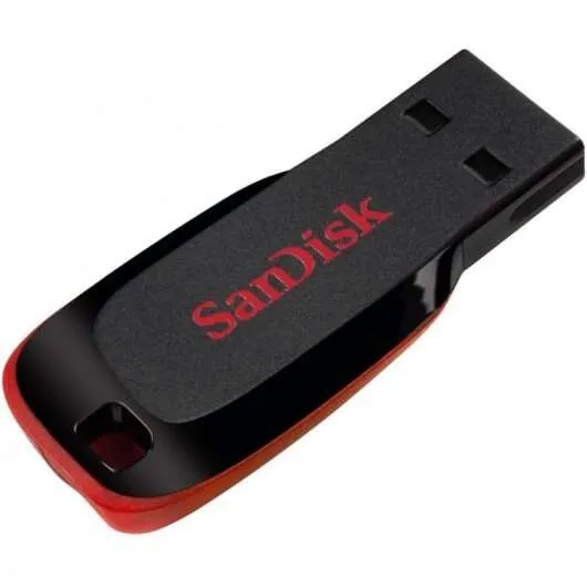 Sandisk Cruzer Blade Memoria Usb 2.0 64Gb - Sin Tapa - Color Negro/Rojo (Pendrive)