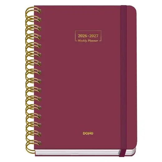 Dohe Agenda Escolar Premium A5 Espiral Doble Dp Cartón Forrado Burdeos 2026-2027