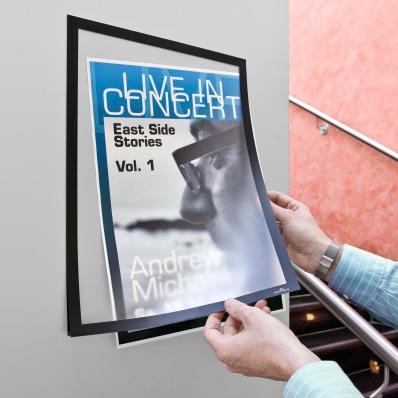 Durable Marco Informativo Magnetico Duraframe Adhesivo A Superficies Lisas Y Solidas A3 Negro