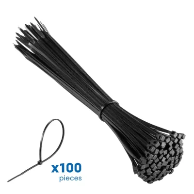 Ewent Pack de 100 Bridas de Nylon 200x2.5mm Resistente a UV Color Negro