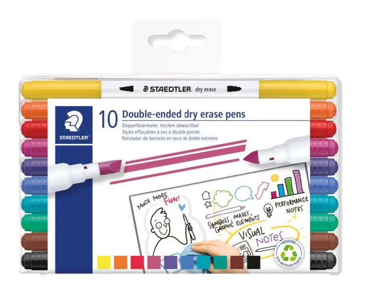 Staedtler Marcadores Pizarra Blanca Lumocolor Whiteboard Market 3010 Estuche 10 Unidades