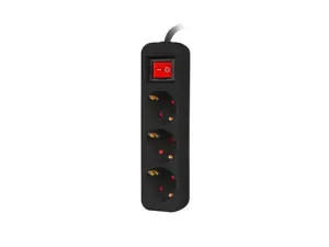Lanberg Base Múltiple 1,5m 3 Salidas AC Interior Negro