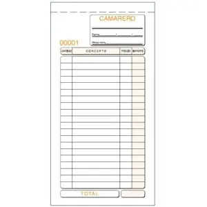 Loan Talonario Camareros Tercio De Folio Natural Simple
