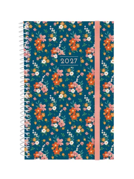 Finocam Agenda Anual 2027 Flora - Semana Vista Horizontal E5 - 117x181mm - Espiral