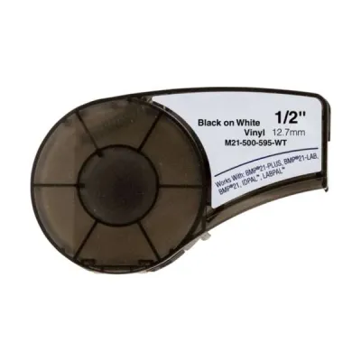 Brady M21-500-595-WT Cinta de Etiquetas de Vinilo 12.7mm x 6.4m - 500 Etiquetas