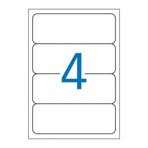 Apli Pack de 100 Etiquetas Rectangulares 190x61mm - Adhesivo Permanente - Color Blanco