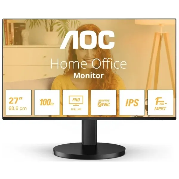 Aoc Monitor 27" Led Ips Fullhd 1080P 100Hz - Respuesta 1Ms - Angulo De Vision 178° - Altavoces Incorporados - Hdmi, Vga, Audio - Montaje Vesa