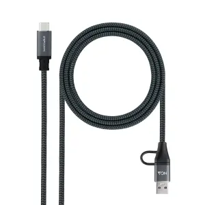 Nanocable Cable USB 3.2 Gen2x2 5A/100W - USB-C + USB-A/M a USB-C/M - 3m - Color Gris