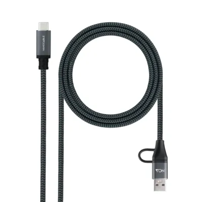 Nanocable Cable USB 3.2 Gen2x2 5A/100W USB-C y USB-A a USB-C 3m Gris