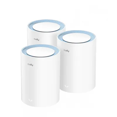 Cudy M1200 Pack De 3 Sistemas Wifi Mesh Ac1200 Dual Band - 867Mbps En 5Ghz, 300Mbps En 2,4Ghz - 1X Puerto Lan 10/100Mbps, 1X Puerto Wan 10/100Mbps - 2 Antenas Internas