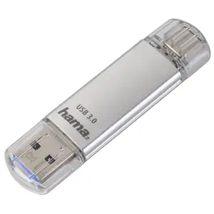 Hama Laeta Pendrive USB 3.0 32GB - 40Mb/s - OTG - USB-C y USB-A - Cuerpo Metálico Plata