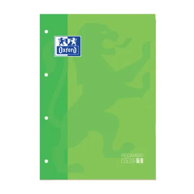 Oxford Recambio Encolado A4 80 Hojas Cuadricula 5x5 Tapa Verde