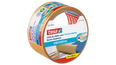 Tesa Cinta Adhesiva Doble Cara 50mm x 10m para Moquetas y Manualidades - Color Blanco