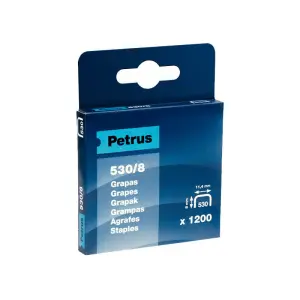 Petrus Caja de 1200 Grapas 530/8 Cobreadas para Clavadora - Patilla 8mm