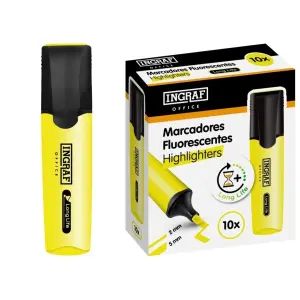 Ingraf Marcador Fluorescente Punta Biselada Tinta Base de Agua 2-5mm Amarillo