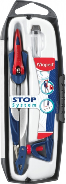 Maped Stop System Compas Con Sistema De Bloqueo - Incluye Adaptador Y Minas De Repuesto