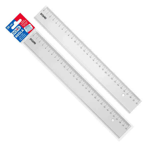 Dohe Regla de 30cm Plástico Inyectado Transparente con Cantos Biselados