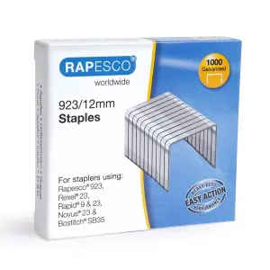 Rapesco Caja de 1000 Grapas 923/12 - Alambre Reforzado Galvanizado - Patilla 12mm