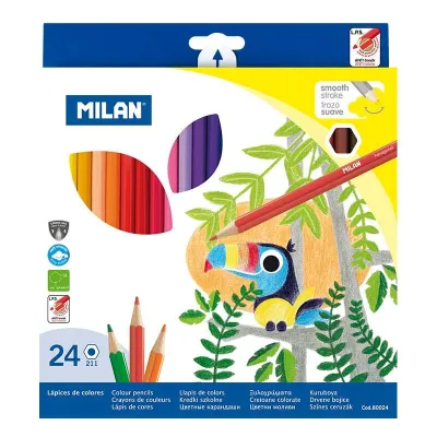 Milan Pack de 24 Lápices Hexagonales de Colores - Mina 2.9mm - Trazo Uniforme