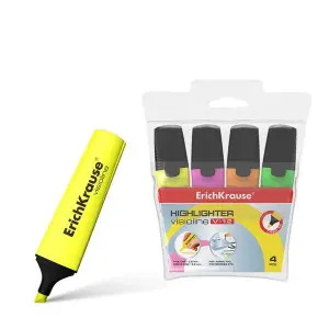 ErichKrause Visioline V-12 Pack de 4 Marcadores Fluorescentes Punta Biselada Tinta Agua