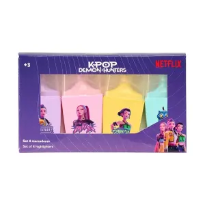 Safta K-Pop Demon Hunters Pack de 4 Marcadores Fluorescentes Punta Biselada Surtidos