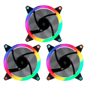 UNYKA Candy Kit 3 Ventiladores Internos 120mm ARGB LED 1500RPM con Control Remoto