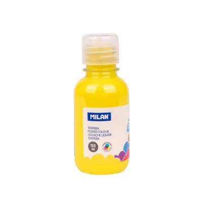 Milan Botella de Témpera 125ml con Tapon Dosificador - Secado Rápido - Color Amarillo